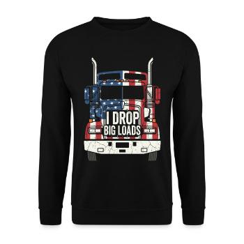 Conducteur patriotique de camion semi-remorque américain - Sweat-shirt Unisexe - noir - Devant - Alina (178cm) & Michal (187cm)