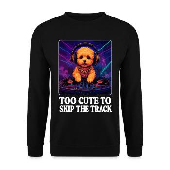 DJ Maltipoo : Trop mignon pour passer la piste - Neon Art - Sweat-shirt Unisexe - noir - Devant - Alina (178cm) & Michal (187cm)