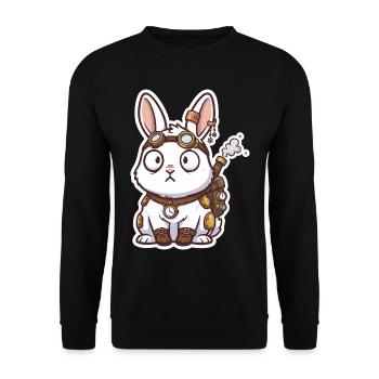 Lapin Steampunk Messager Sac-à-Dos Vapeur - Sweat-shirt Unisexe - noir - Devant - Alina (178cm) & Michal (187cm)