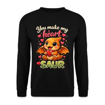 Sweet Baby Pterodactyl – You Make My Heart Saur - Unisex Sweatshirt - black - Front - Alina (178cm) & Michal (187cm)