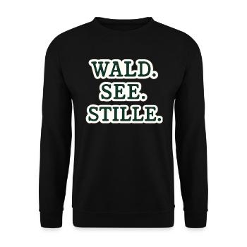 Wald See Stille – Naturmomente - Unisex Pullover - Schwarz - Vorne - Alina (178cm) & Michal (187cm)