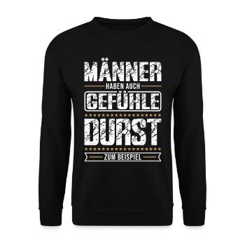 Männer haben auch Gefühle – Lustiger Humor Spruch  - Unisex Pullover - Schwarz - Vorne - Alina (178cm) & Michal (187cm)
