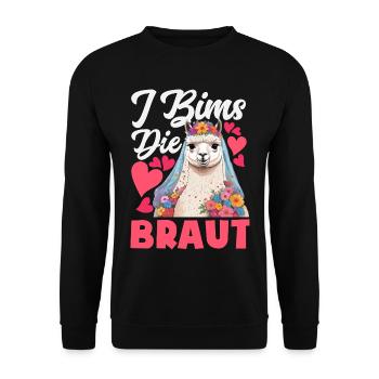 I Bims The Bride Bachelor Alpaga Llama Shower de nuptiale - Sweat-shirt Unisexe - noir - Devant - Alina (178cm) & Michal (187cm)