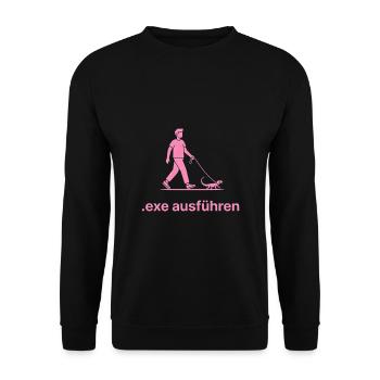 .EXE ausführen – Lustiges Informatiker Shirt pink - Unisex Pullover - Schwarz - Vorne - Alina (178cm) & Michal (187cm)