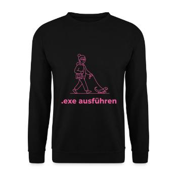 Exe ausführen Informatik Programming Geschenk pink - Unisex Pullover - Schwarz - Vorne - Alina (178cm) & Michal (187cm)