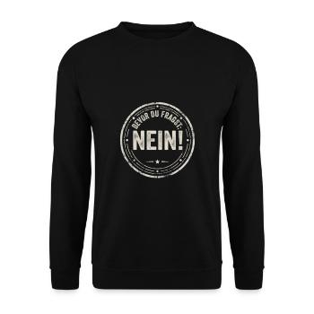 Bevor du fragst nein Sarkasmus Spruch - Unisex Pullover - Schwarz - Vorne - Alina (178cm) & Michal (187cm)