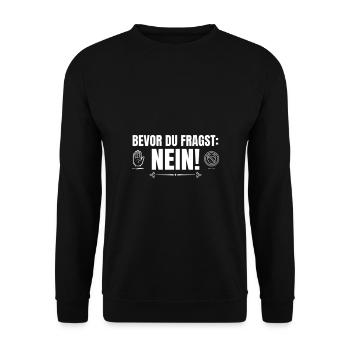 Bevor du Fragst Nein! - Unisex Pullover - Schwarz - Vorne - Alina (178cm) & Michal (187cm)