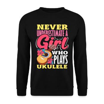 Designs et expressions amusantes de ukulélé - Sweat-shirt Unisexe - noir - Devant - Alina (178cm) & Michal (187cm)