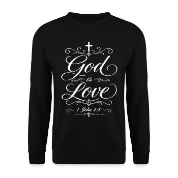Gott ist Liebe – 1. Johannes 4,8 - Unisex Pullover - Schwarz - Vorne - Alina (178cm) & Michal (187cm)