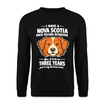 Retro Nova Scotia Duck Tolling Retriever Spruch - Unisex Pullover - Schwarz - Vorne - Alina (178cm) & Michal (187cm)