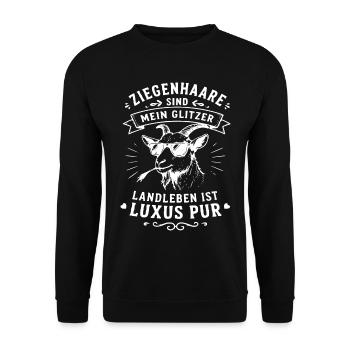 Lama mit Glitzer: Luxus Landleben - Unisex Pullover - Schwarz - Vorne - Alina (178cm) & Michal (187cm)