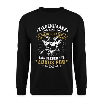 Ziege mit Glitzer – Luxuslandleben - Unisex Pullover - Schwarz - Vorne - Alina (178cm) & Michal (187cm)