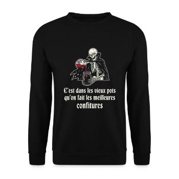 Squelette gourmet des vieux pots - Sweat-shirt Unisexe - noir - Devant - Alina (178cm) & Michal (187cm)