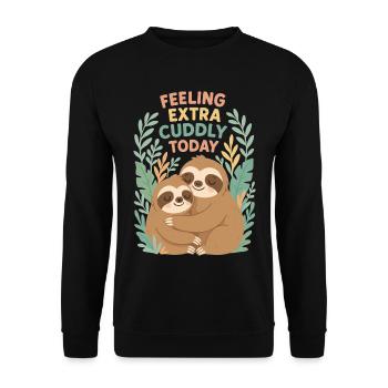 Câlins de paresseux mignons – Design extra câlin - Sweat-shirt Unisexe - noir - Devant - Alina (178cm) & Michal (187cm)