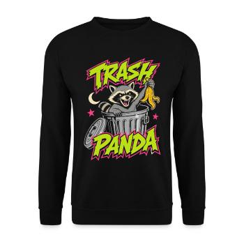 Trash Panda – Frecher Waschbär im Mülleimer - Unisex Pullover - Schwarz - Vorne - Alina (178cm) & Michal (187cm)