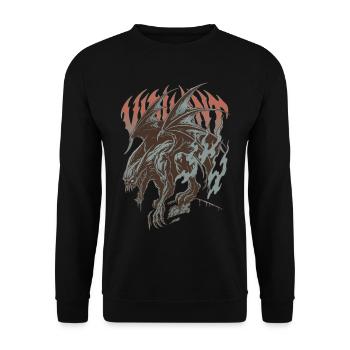 Gargoyle Wächter Vintage Look  - Unisex Pullover - Schwarz - Vorne - Alina (178cm) & Michal (187cm)