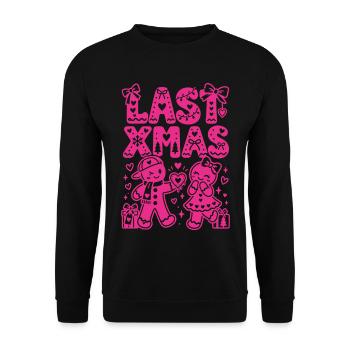 Ugly Christmas Weihnachten Last Xmas Girlie Style - Unisex Pullover - Schwarz - Vorne - Alina (178cm) & Michal (187cm)
