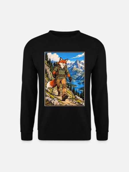 On the Trail – Fuchswanderer in den Bergen - Unisex Pullover - Schwarz