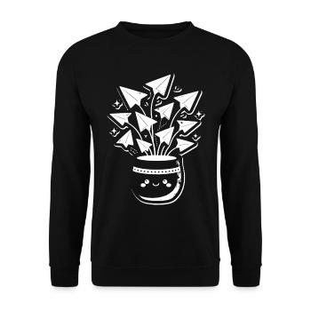 Pfeilstrauß im Topf - Unisex Pullover - Schwarz - Vorne - Alina (178cm) & Michal (187cm)