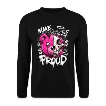 Make Yourself Proud: Split Bear Skull - Unisex Pullover - Schwarz - Vorne - Alina (178cm) & Michal (187cm)