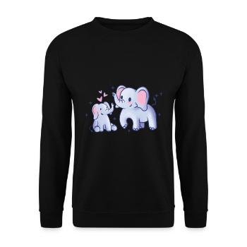 Süsse Elefanten mit Rosa Herzen und Sternen - Unisex Pullover - Schwarz - Vorne - Alina (178cm) & Michal (187cm)