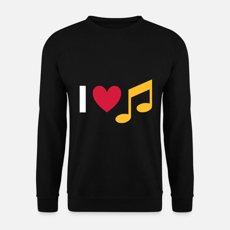Ich liebe Musik (Herz, Note) - Unisex Pullover - Schwarz