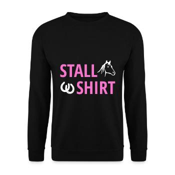 Stall Shirt - Süßes Pferd Schriftzug Hufeisenpaar - Unisex Pullover - Schwarz - Vorne - Alina (178cm) & Michal (187cm)