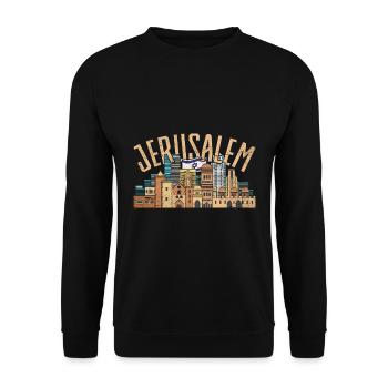 Jerusalem Gift Israeli Israel - Unisex Sweatshirt - black - Front - Alina (178cm) & Michal (187cm)
