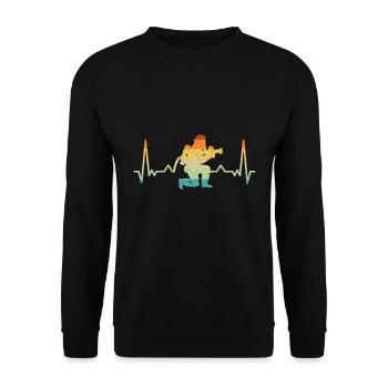 Retro Firefighting Fire Hose A Firefighter - Unisex Pullover - Schwarz - Vorne - Alina (178cm) & Michal (187cm)