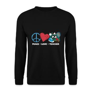 Awesome Peace Love PE Teacher A Physical Fitness - Unisex Pullover - Schwarz - Vorne - Alina (178cm) & Michal (187cm)
