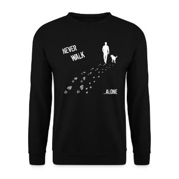 L'HOMME ET CHIEN NE JAMAIS marcher tout seul - Sweat-shirt Unisexe - noir - Devant - Alina (178cm) & Michal (187cm)
