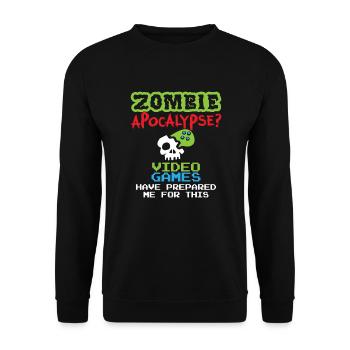 Gamer Zombies Videospieler Controller Geschenk - Unisex Pullover - Schwarz - Vorne - Alina (178cm) & Michal (187cm)