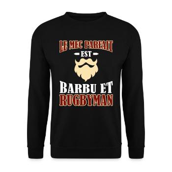Mec Parfait Homme Barbu Rugbyman - Sweat-shirt Unisexe - noir - Devant - Alina (178cm) & Michal (187cm)