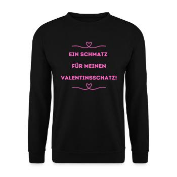 Ein Schmatz für meinen Valentinsschatz! - Unisex Pullover - Schwarz - Vorne - Alina (178cm) & Michal (187cm)