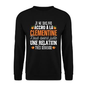 Clémentine Fruit Relation Cadeau Humour Orange - Sweat-shirt Unisexe - noir - Devant - Alina (178cm) & Michal (187cm)