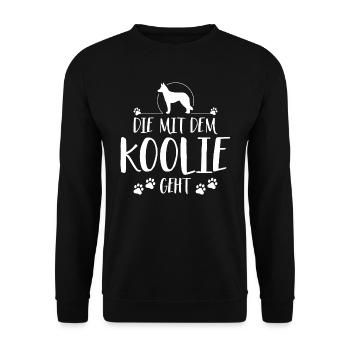 Die mit Koolie geht Hunde Hund Wilsigns - Unisex Pullover - Schwarz - Vorne - Alina (178cm) & Michal (187cm)