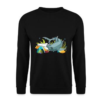 Requin corail Océan Animal Cadeau Requin Marteau - Sweat-shirt Unisexe - noir - Devant - Alina (178cm) & Michal (187cm)