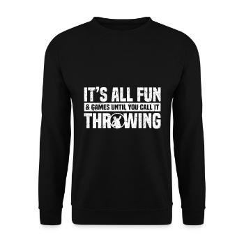 Kugelstoßen | Leichtathletik Kugelstoßer Geschenke - Unisex Pullover - Schwarz - Vorne - Alina (178cm) & Michal (187cm)