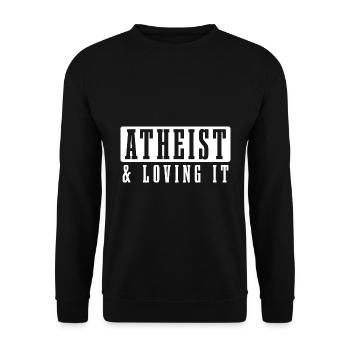 Atheismus Sprüche | Atheisten Atheist Geschenkidee - Unisex Pullover - Schwarz - Vorne - Alina (178cm) & Michal (187cm)