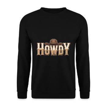 Texas Howdy Cowboy Hut Geschenk Texanisches Cowboy - Unisex Pullover - Schwarz - Vorne - Alina (178cm) & Michal (187cm)