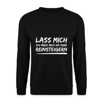lass mich reinsteigern wut spruch geschenk idee - Unisex Pullover - Schwarz - Vorne - Alina (178cm) & Michal (187cm)