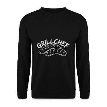 GRILL CHEF KOCH SPRUCH GESCHENK IDEE - Unisex Pullover - Schwarz - Vorne - Alina (178cm) & Michal (187cm)