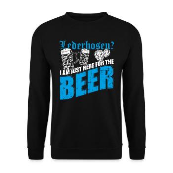 Leather pants? I'm here just for the beer - Unisex Sweatshirt - black - Front - Alina (178cm) & Michal (187cm)