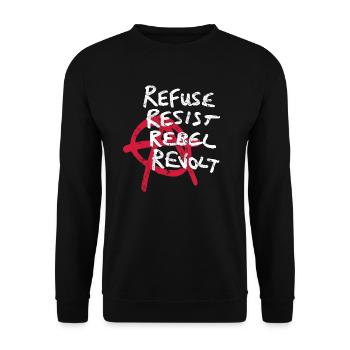 Weigerung, Widerstand, Rebellion und Aufstand - Unisex Pullover - Schwarz - Vorne - Alina (178cm) & Michal (187cm)