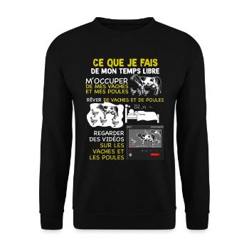 Mes Vaches et mes Poules humour agriculteur - Sweat-shirt Unisexe - noir - Devant - Alina (178cm) & Michal (187cm)