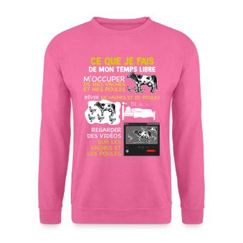 Mes Vaches et mes Poules humour agriculteur - Sweat-shirt Unisexe - rose - Devant