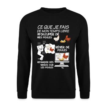 Mes Poules mon temps libre ma passion - Sweat-shirt Unisexe - noir - Devant - Alina (178cm) & Michal (187cm)