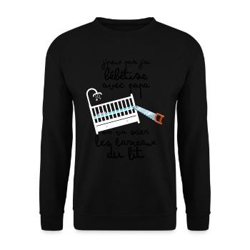 Bébé Et Papa bebetise Cadeau Naissance - Sweat-shirt Unisexe - noir - Devant - Alina (178cm) & Michal (187cm)