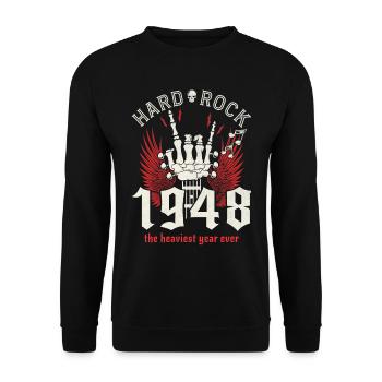 Born in 1948 Musician Party 75 Years Anniversary - Unisex Sweatshirt - black - Front - Alina (178cm) & Michal (187cm)