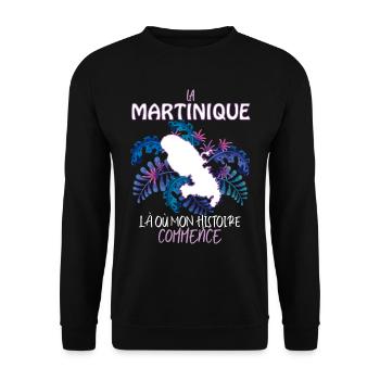 La Martinique CItation HIstoire et Passion - Sweat-shirt Unisexe - noir - Devant - Alina (178cm) & Michal (187cm)
